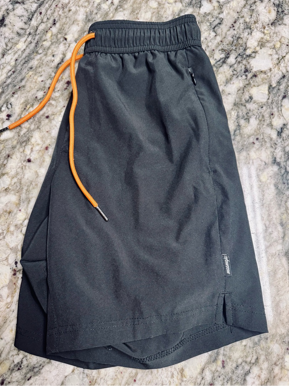 Men's Black Swim Trunks with Orange Drawcord XS